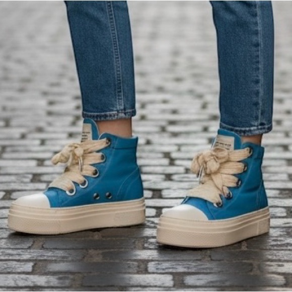 cristianzerotre Shoes - CRISTIAN ZEROTRE CALIPSO -300 BLUE NAPOLI LEATHER WOMEN High-Top Sneakers